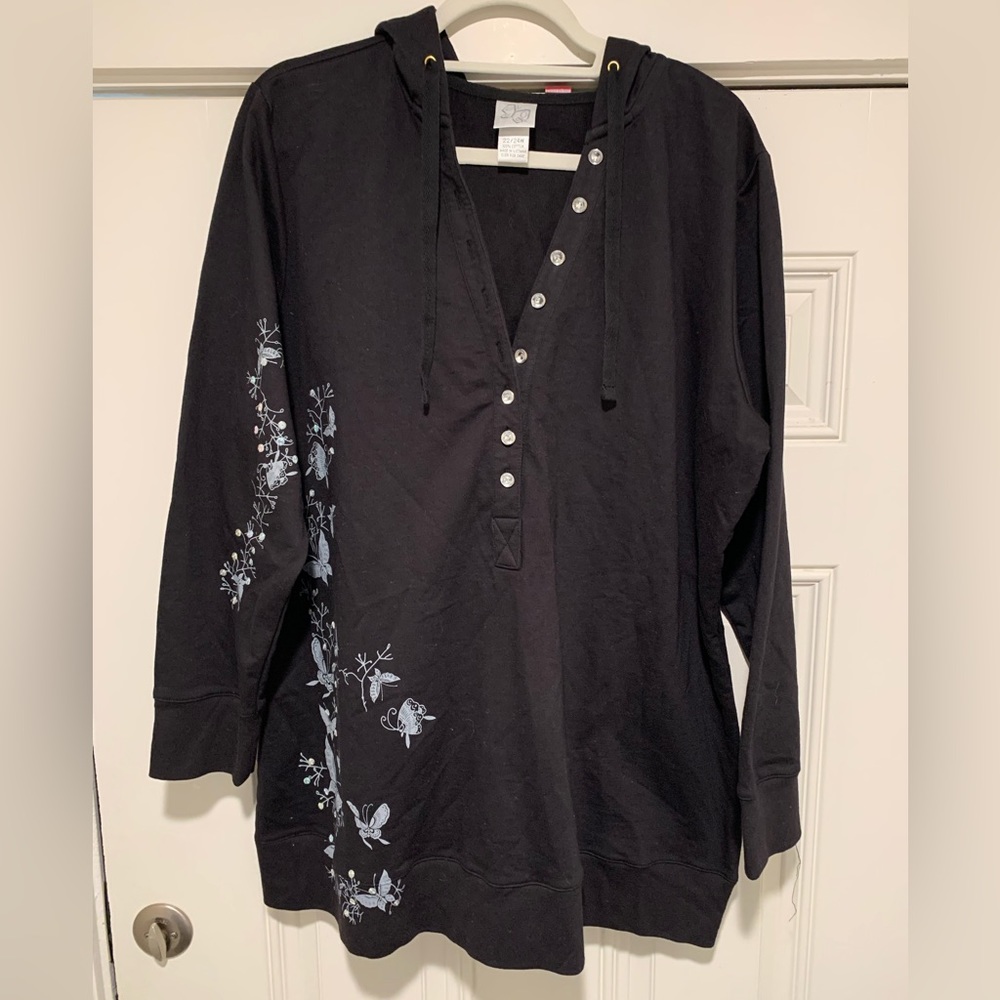 Butterfly Hoodie W/Rhinestone Details